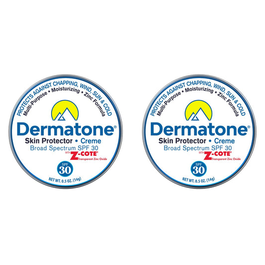 Dermatone Skin Protection Balm zinc SPF 30 tin front view showing SPF protection.