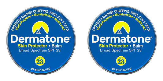 Dermatone Skin Protector Balm in classic tin front view for lips and face protection.