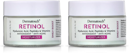 DERMATOUCH Retinol Face Moisturizer bottle pump for smooth, hydrated skin.