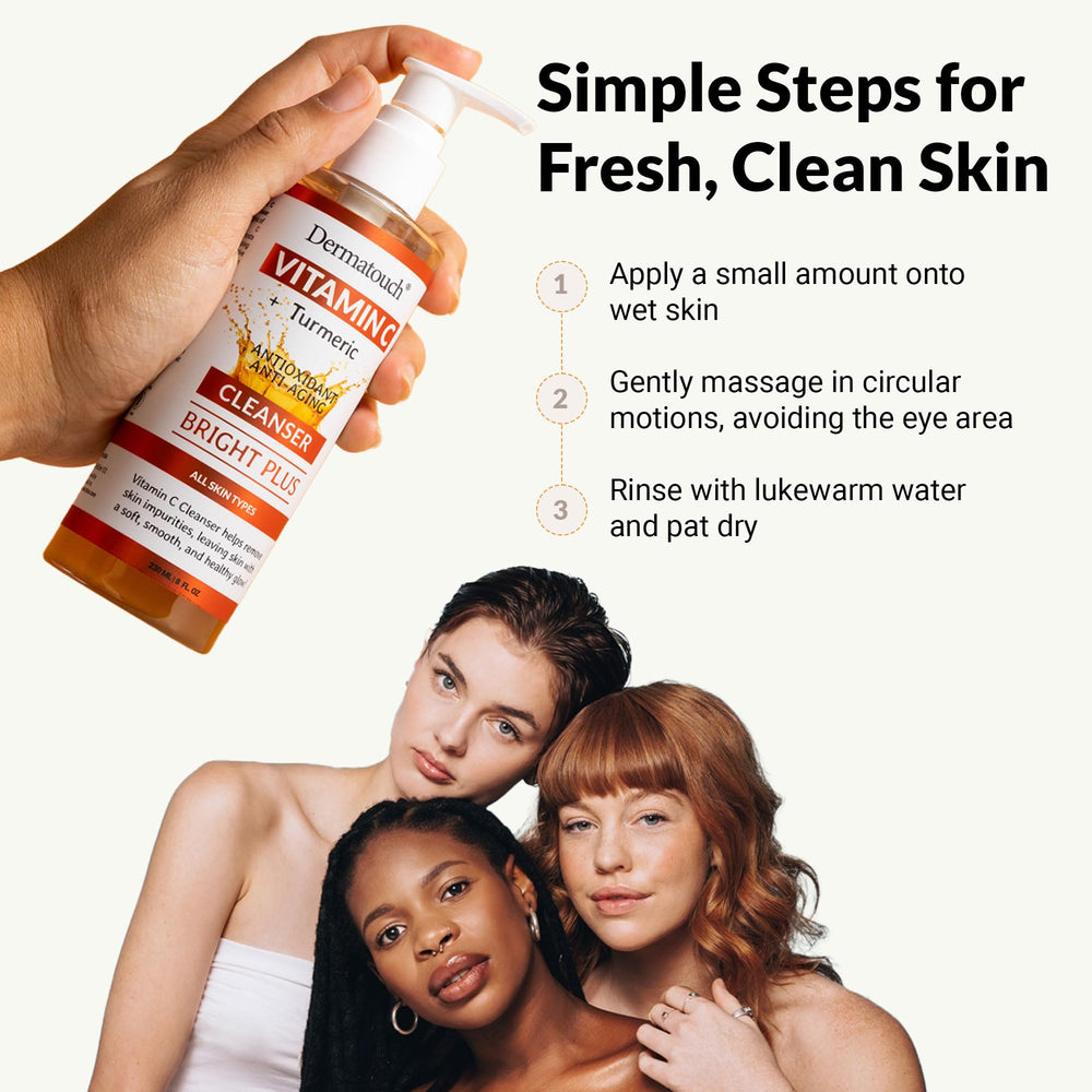 DERMATOUCH Vitamin C Cleanser skin-softening after rinsing.