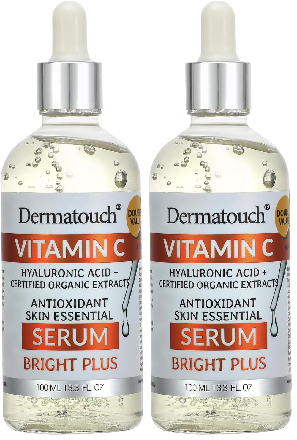 DERMATOUCH Vitamin C Serum bottle pour for brightening and hydrating skin