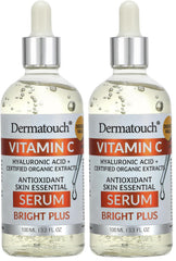 DERMATOUCH Vitamin C Serum bottle pour for brightening and hydrating skin