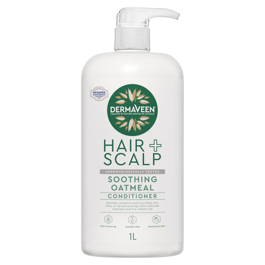 Dermaveen Oatmeal Conditioner bottle front showcases gentle hydration for dry hair.