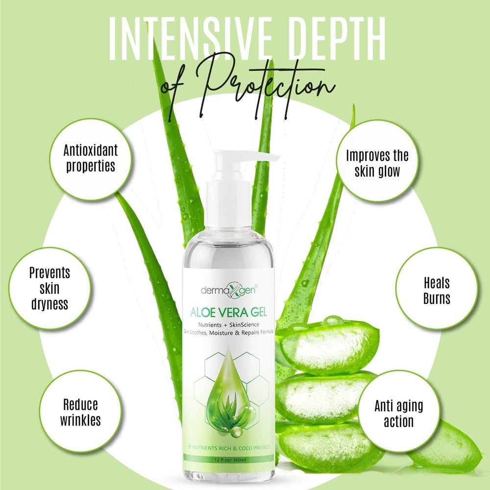 DERMAXGEN Aloe Vera Gel for face and body delivers gentle hydration and calming relief.