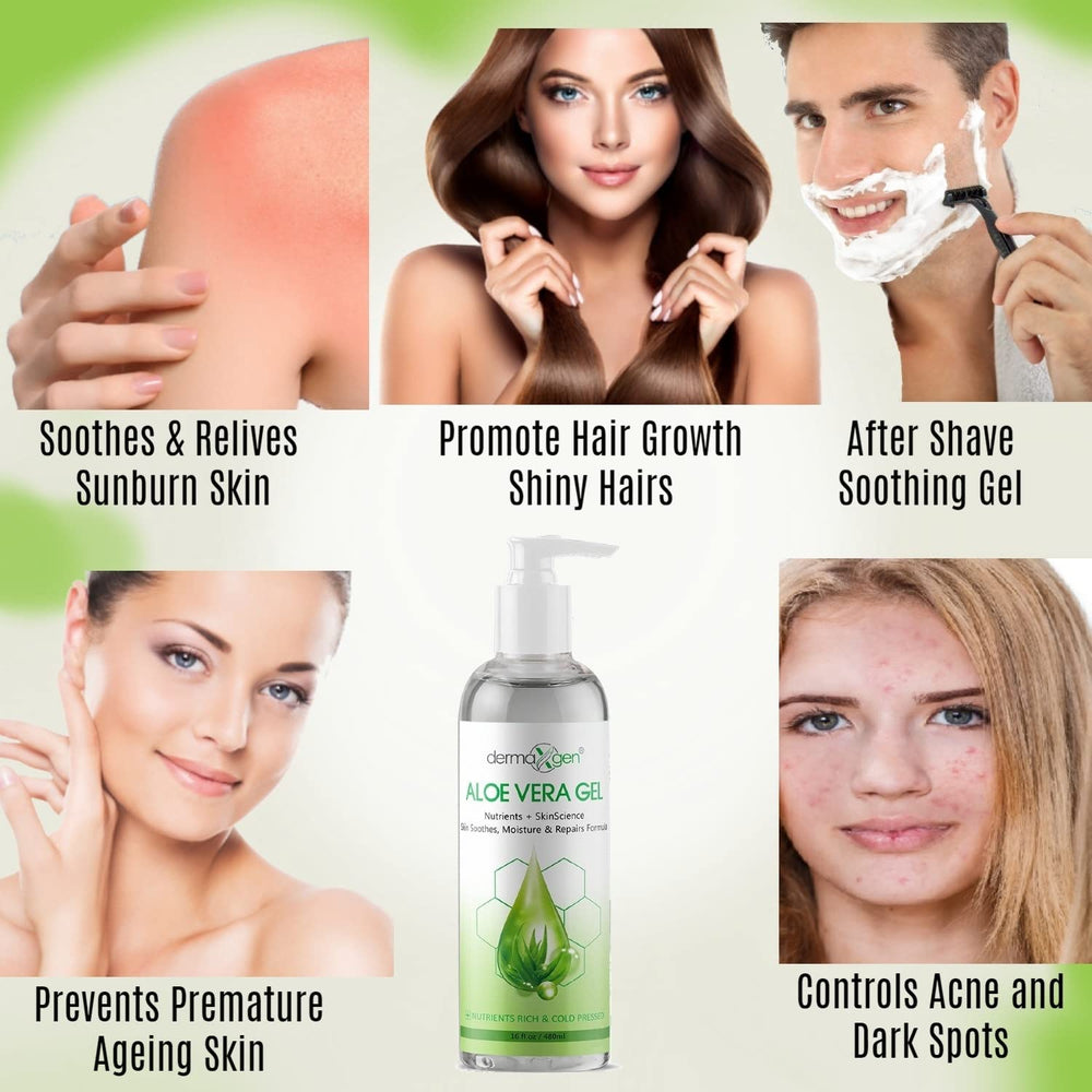 DERMAXGEN Aloe Vera Gel helps brighten and smooth skin tone for a refreshed look.
