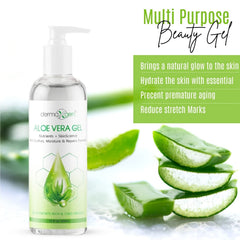 DERMAXGEN Aloe Vera Gel with Vitamin C brightens and hydrates the complexion.