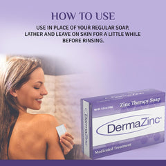 DermaZinc Therapy Soap lather demonstrates cleansing action while supporting moisturized skin