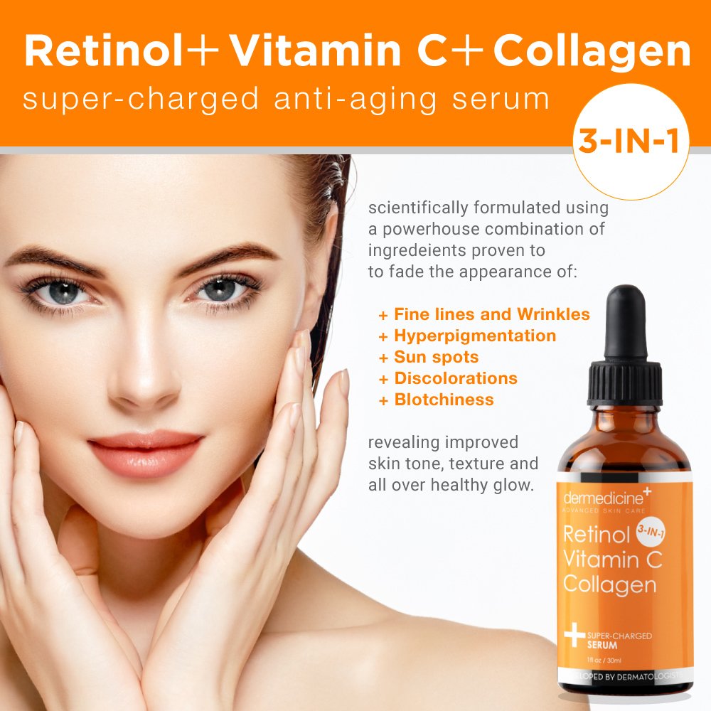 Dermedicine serum bottle-pump for easy, controlled application and smooth, hydrated skin
