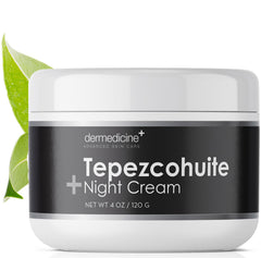 Dermedicine Tepezcohuite Original cream in jar shows overnight hydration potential.
