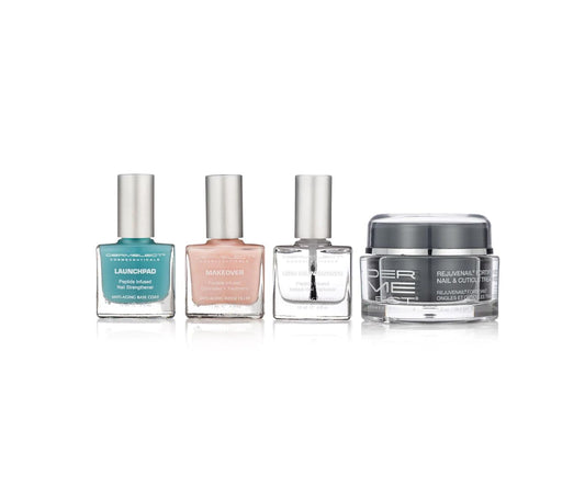 Dermelect Nail Recovery System bottle shown for at-home hydration and care.
