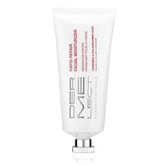 Dermelect Rapid Repair moisturizer packaging closeup highlights soothing chamomile and azulene.