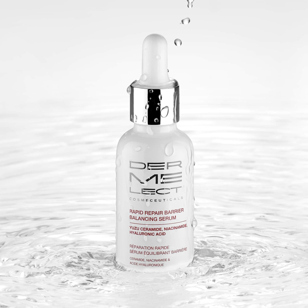 Dermelect Rapid Repair Serum application motion suggests daily use.