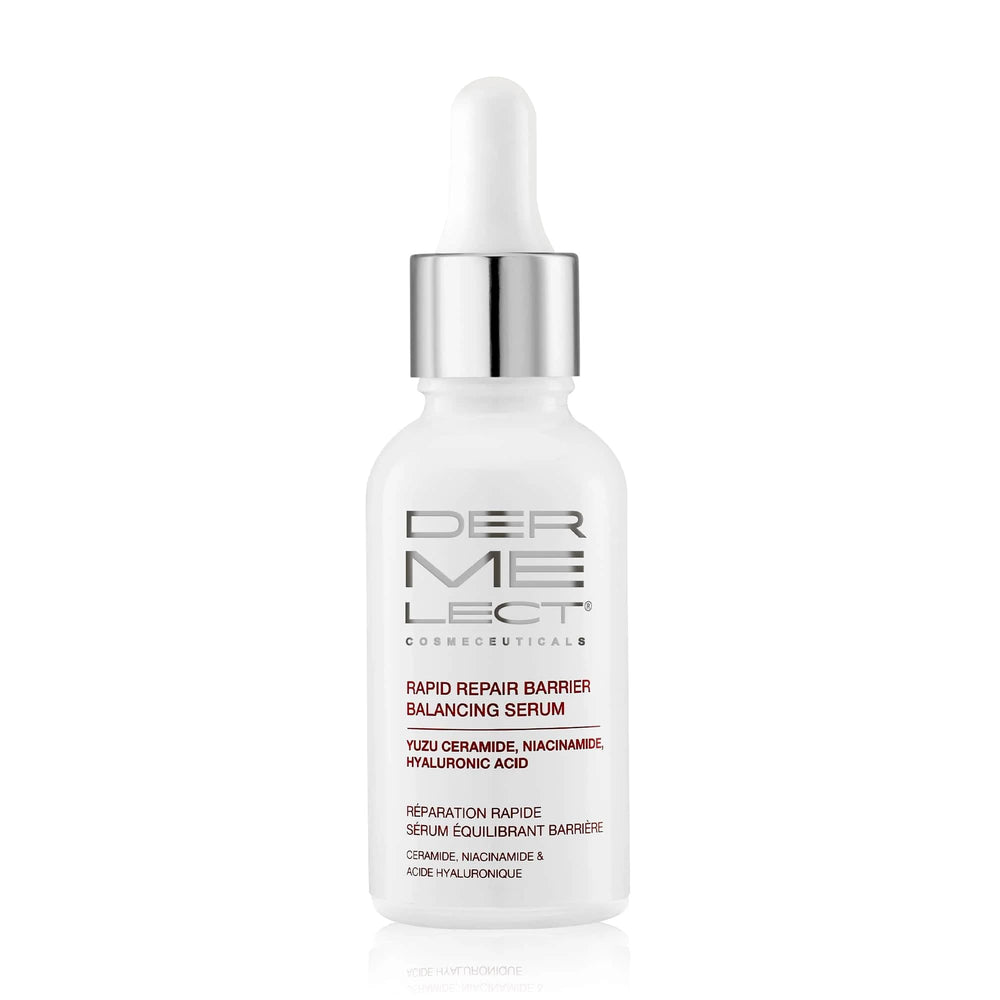 Dermelect Rapid Repair Serum pump dispenser enables easy, precise application.