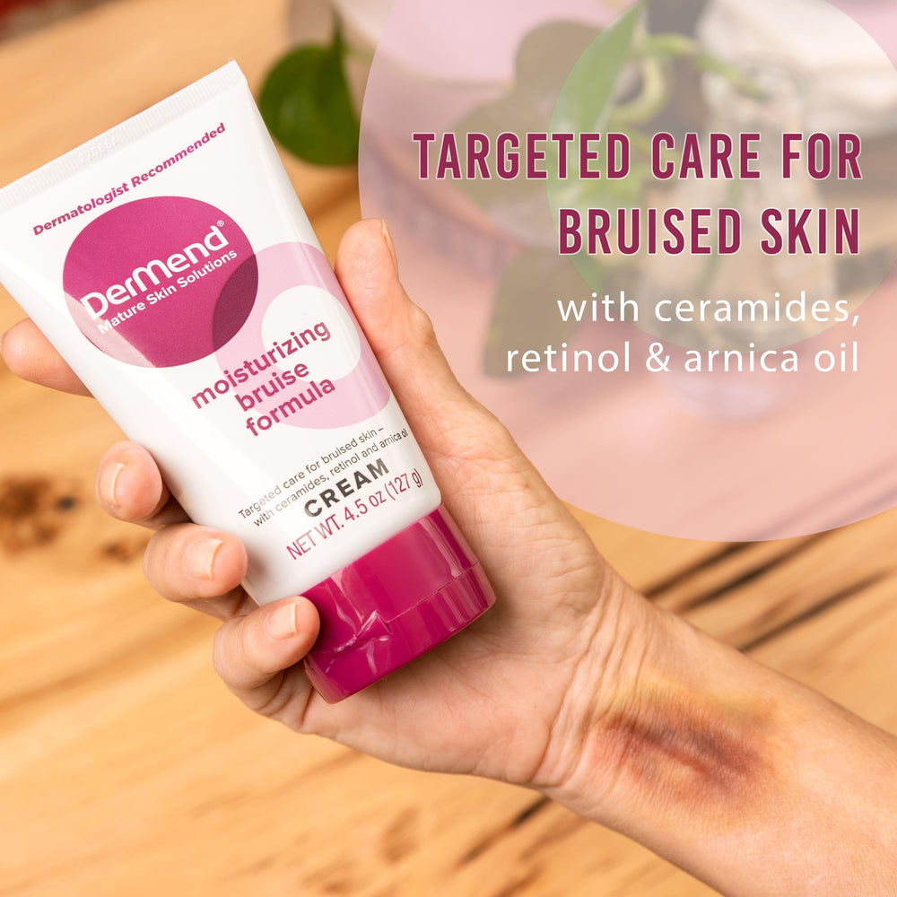 Dermend Arnica Bruise Cream being gently massaged into the skin.