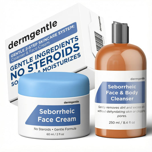 Dermgentle face cream bottle shows fast-absorbing hydration for sensitive skin.