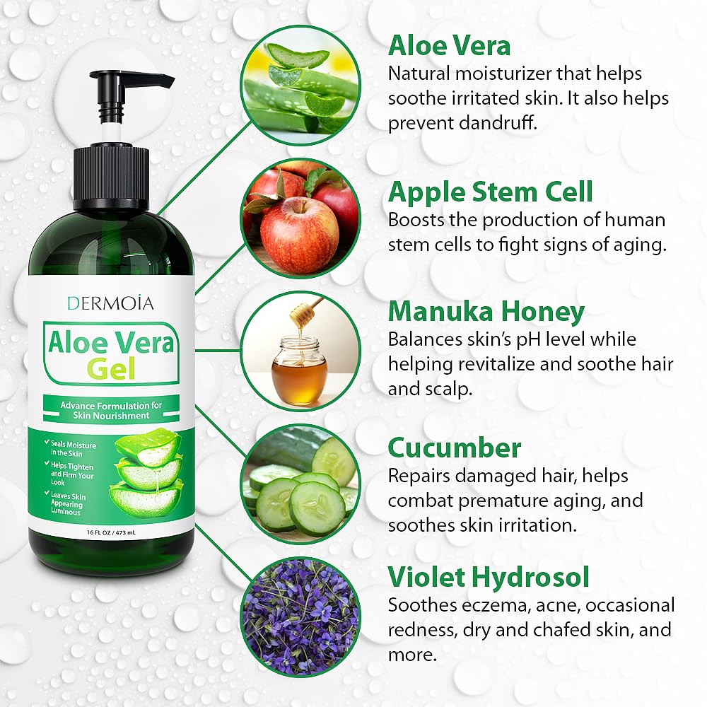 DERMOIA Aloe Vera Gel Cucumber soothes irritated skin with refreshing chill