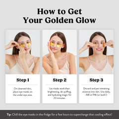 Dermora Golden Glow patches with gold-inspired formula for revitalized look.