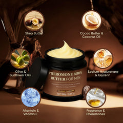 Derperzi pheromone body butter coconut oil nourishes skin and improves feel.