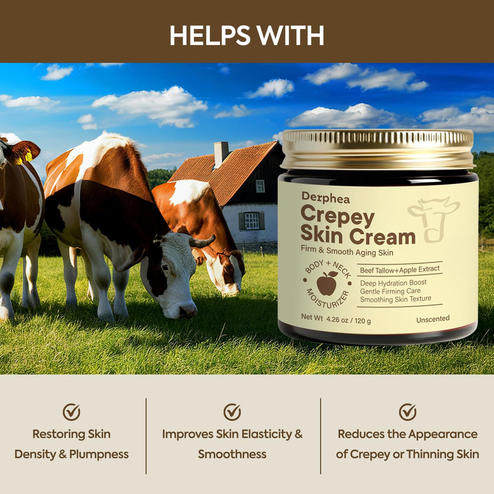 DERPHEA Crepey Repair Cream bottle with applicator for neck and decolletage care