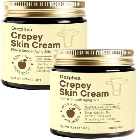 DERPHEA Crepey Repair Cream pack shows unscented formula for aging skin nourishment