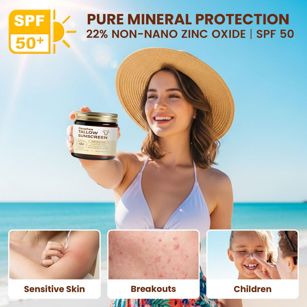 DERPHEA zinc oxide twenty-two percent non-nano protection for delicate skin.