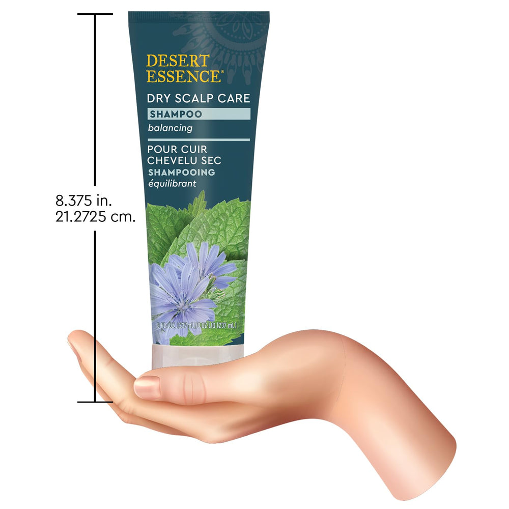 Desert Essence shampoo foamy lather appears on hair for gentle cleansing