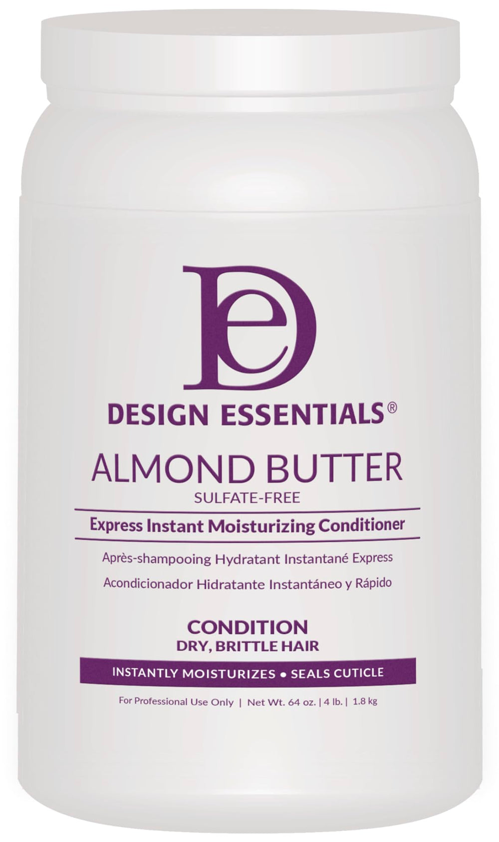 Design Essentials Almond Butter Express bottle pouring rich moisture into hair.