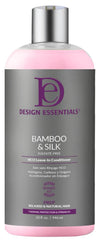 Design Essentials Bamboo & Silk HCO leave-in bottle demonstrating thermal protection and smooth styling benefits