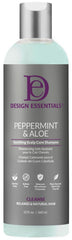 Design Essentials Peppermint & Aloe Therapeutics AntiItch Shampoo bottle soothing itchy scalp and balancing moisture