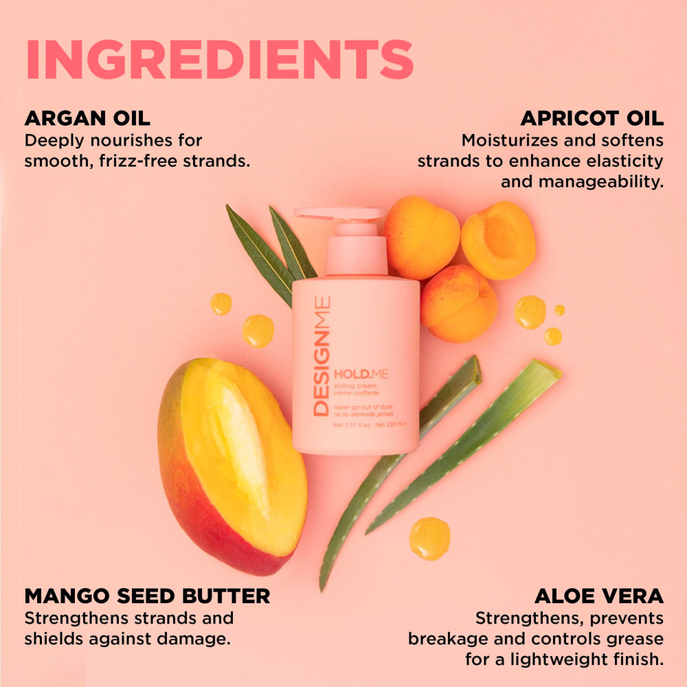 Design.Me HOLD.ME on hair during blowout for sleek results.
