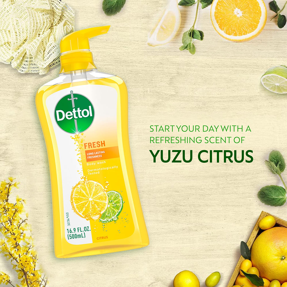 Dettol Fresh Body Wash foam texture close-up highlights rich lather.