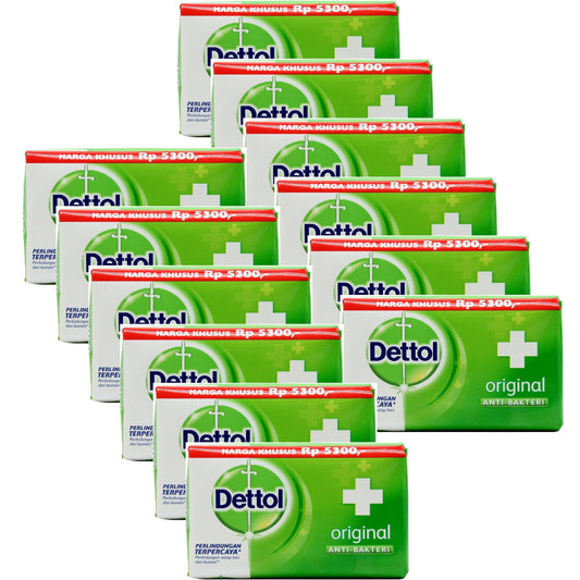 Dettol Original bar soap pack 12 front view, promoting daily hygiene