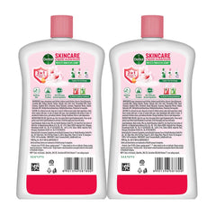Dettol Skincare Liquid Handwash bathroom shelf display suggests family-friendly hygiene routine.