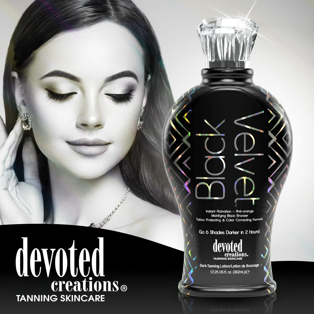 Devoted Creations Black Velvet texture swirls on skin for a smooth look.