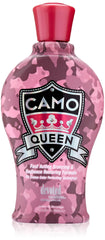 Devoted Creations Camo Queen Bronzing Lotion bottle delivering even color and hydration.