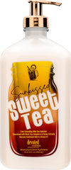 Devoted Creations Sunkissed Sweet Tea color-extender bottle suggesting tan-building benefits.