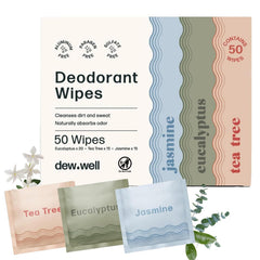 Dew Well Refresh Wipes packaging showing portability for on-the-go freshness