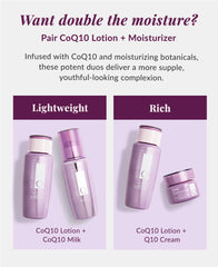 DHC CoQ10 Lotion label detail highlights fragrance-free and alcohol-free.