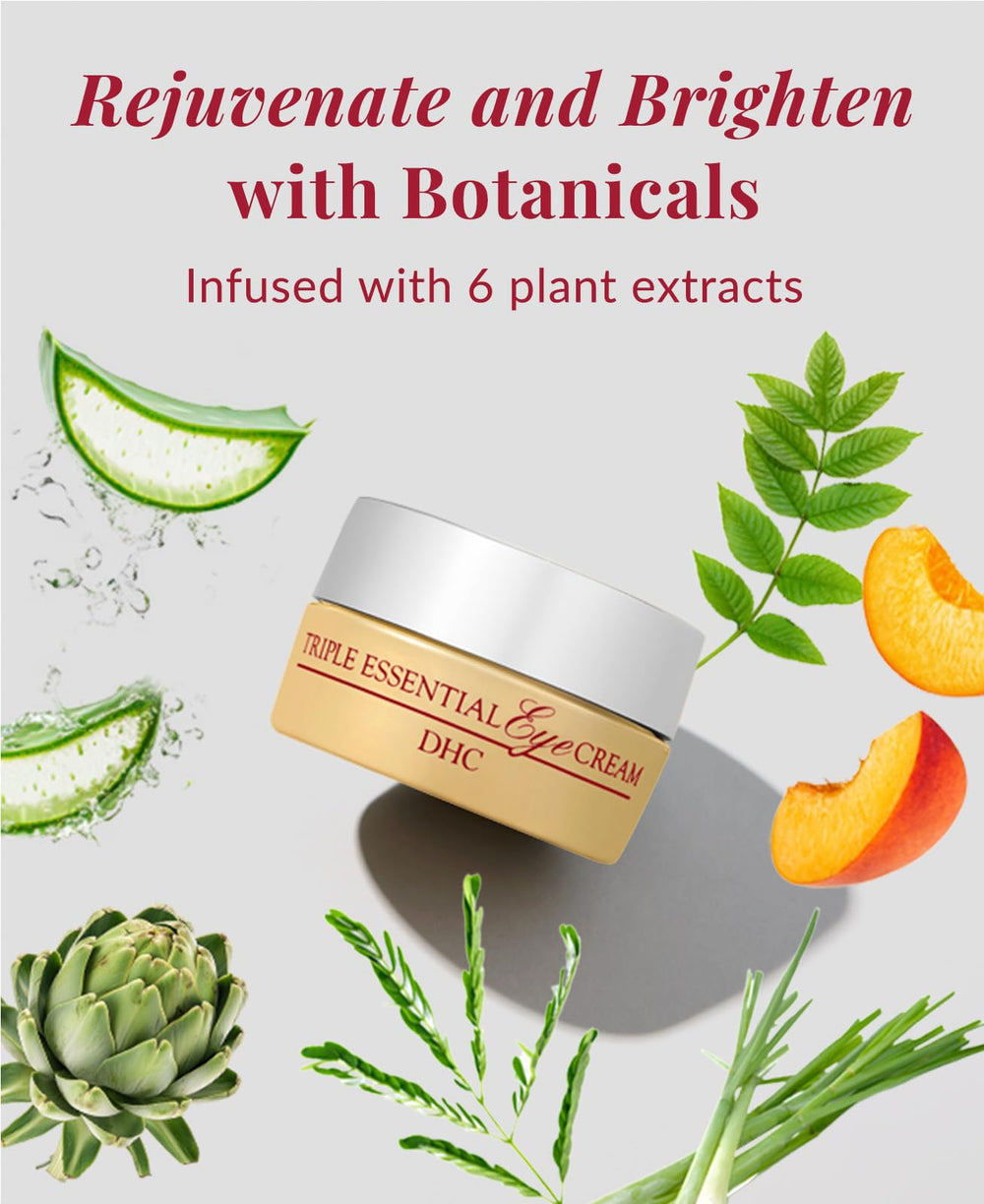 DHC Triple Essential Eye Cream being applied with gentle tapping motion