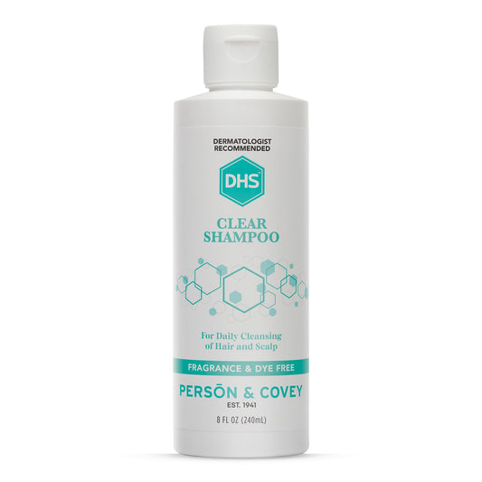 DHS Clear Shampoo bottle for gentle, irritant-free cleansing.