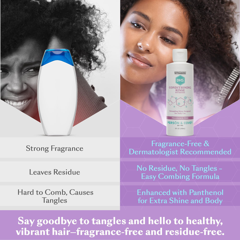 DHS Conditioning Rinse on damp hair aiding gentle detangling.