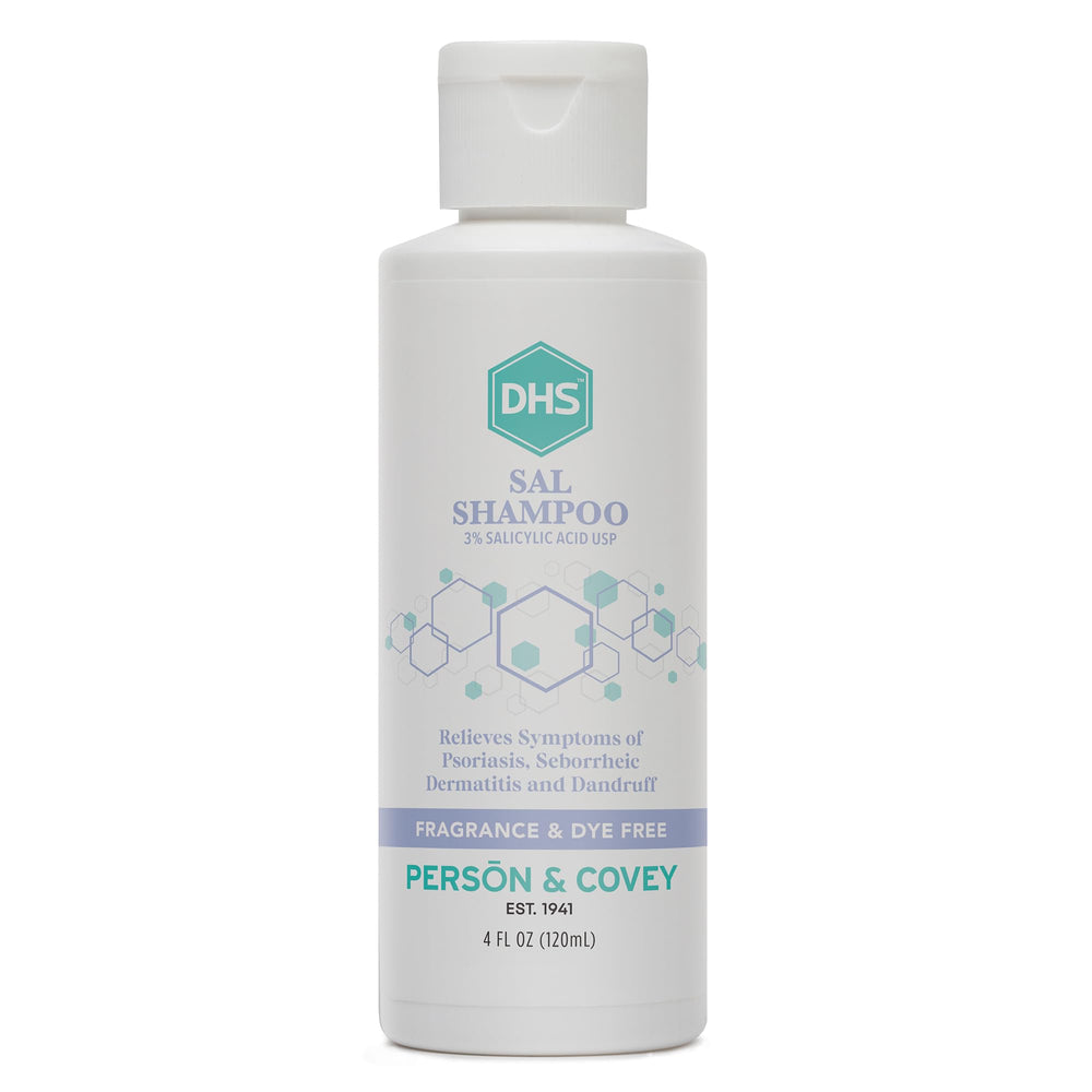 DHS SAL Shampoo bottle on a clean surface, designed to reduce oil and soothe itching.