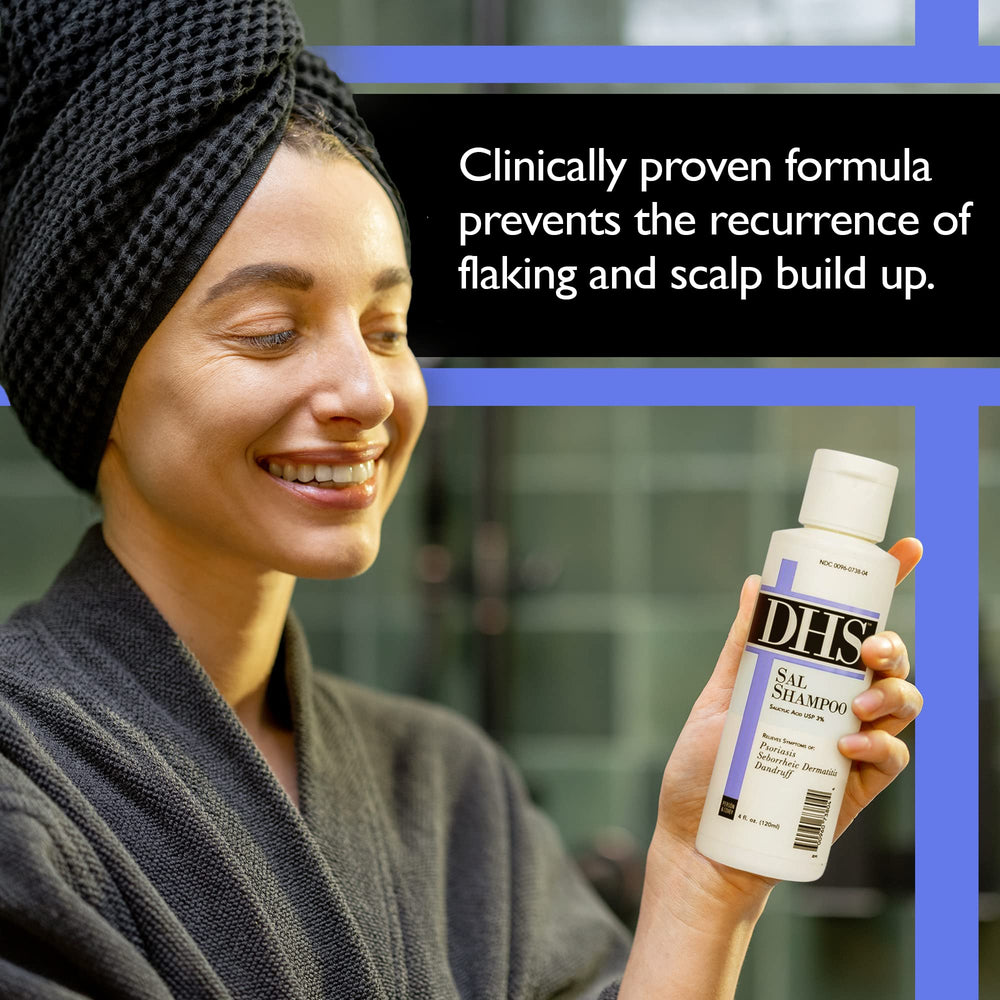 DHS SAL Shampoo being applied to the scalp for soothing action