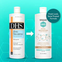 DHS Zinc Shampoo bottle front shows the label, making it easy to identify.