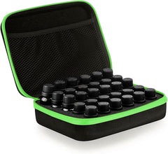 DHXYZZB essential oils case front view shows organized compartments for multiple bottle sizes