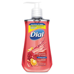 Dial antimicrobial liquid soap in a pump bottle for everyday hand cleansing with fruity scent.