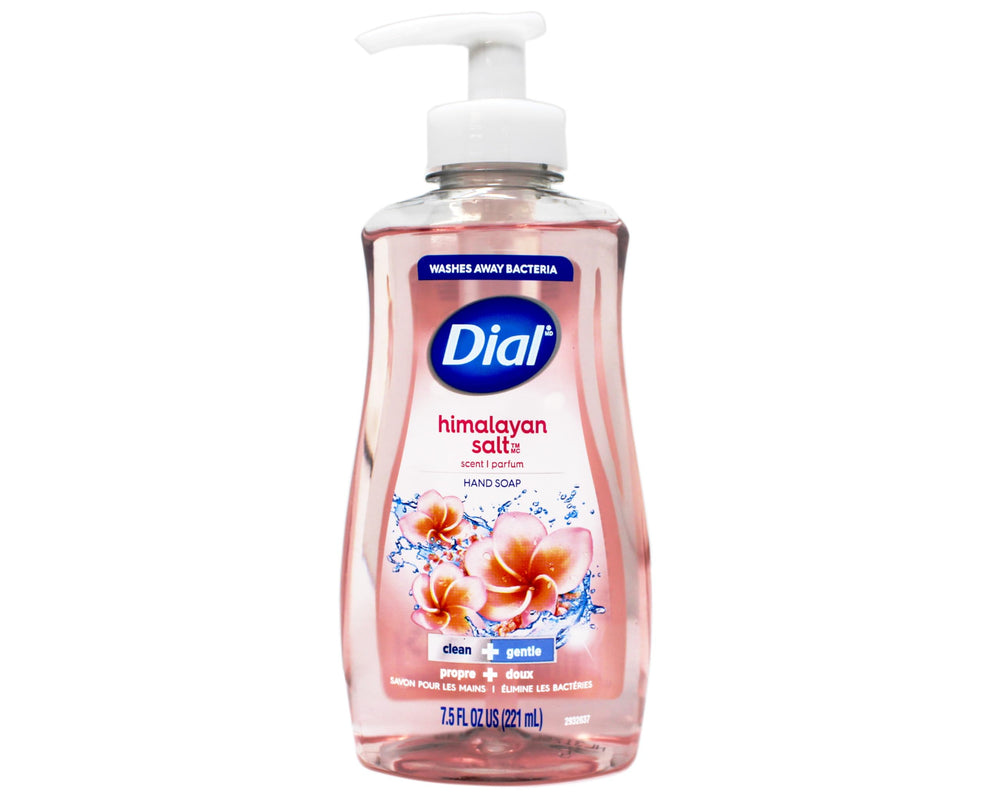Dial Himalayan Pink Salt & Water Lily hand soap pump bottle promotes soft hands after washes