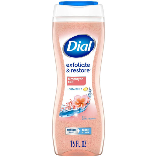 Dial Enriching Body Wash bottle front showing Himalayan Salt for hydrated, energized skin.
