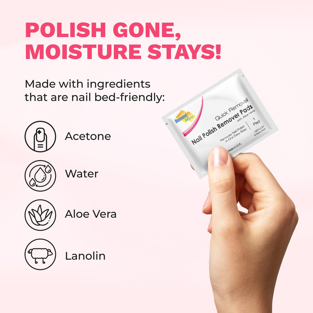Diamond Wipes pad close-up with aloe vera provides gentle moisture.