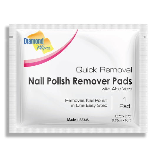 Diamond Wipes nail polish remover wipes front packaging highlights portable polish-removal solution.